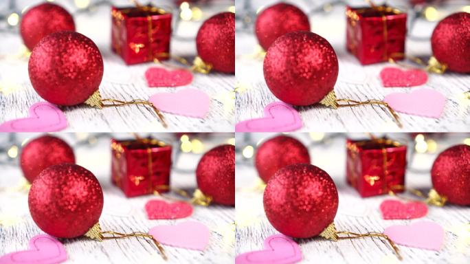 圣诞树的装饰彩蛋彩球灯光闪闪节日氛围