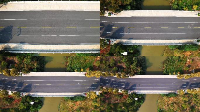 航拍郊区柏油马路