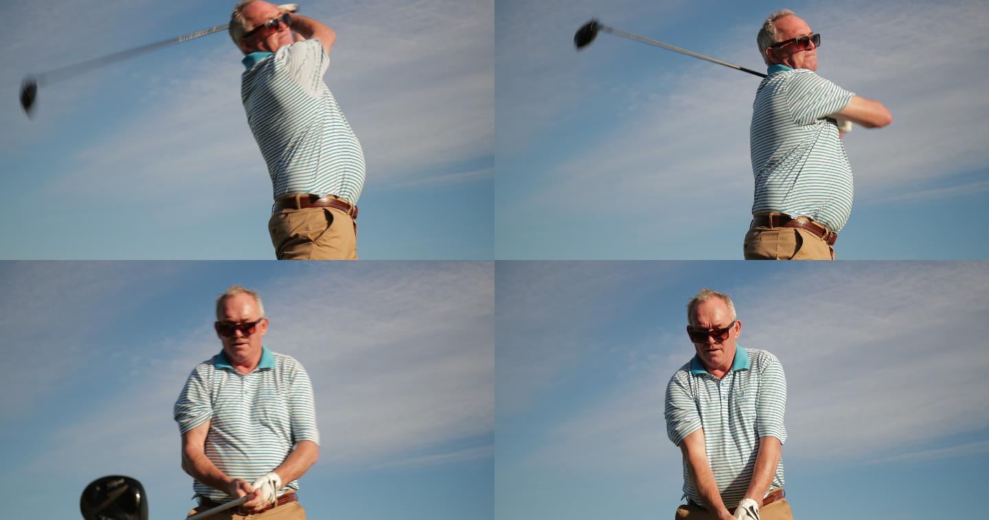 打高尔夫球的老人美好生活幸福养老退休老年