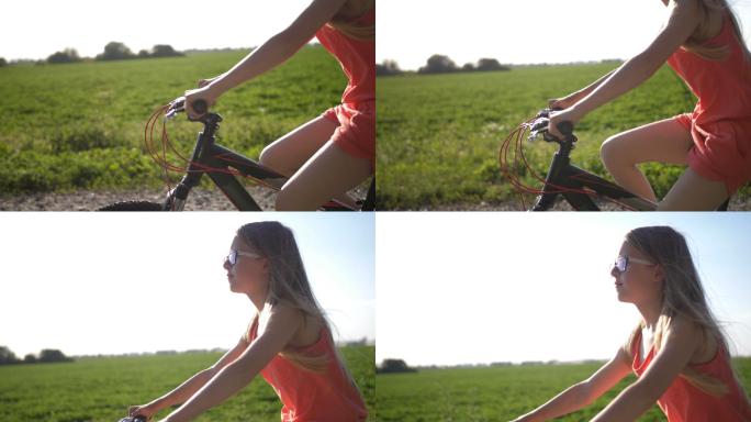 骑自行车冒险的少女