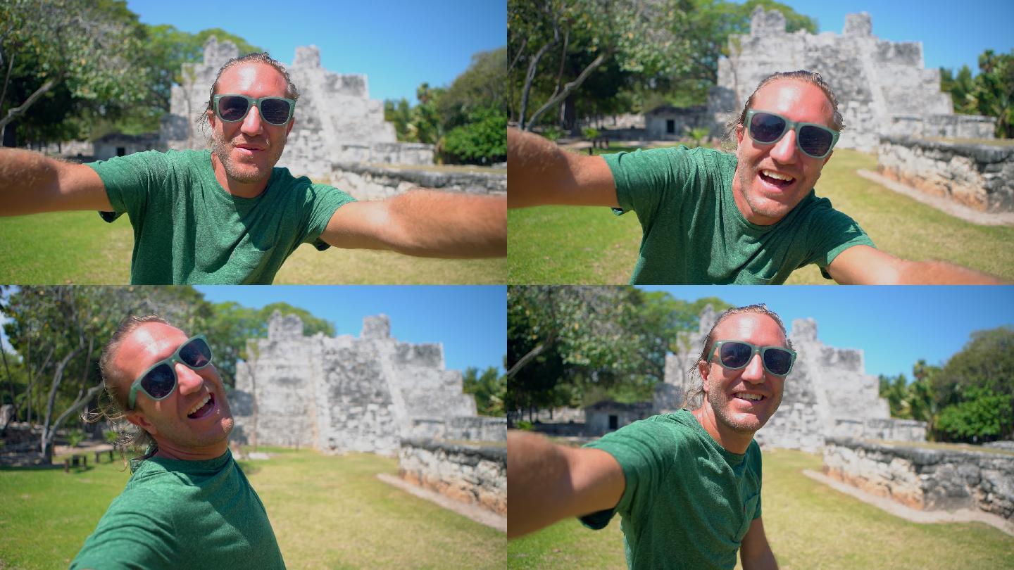 酷男与墨西哥古庙自拍视频