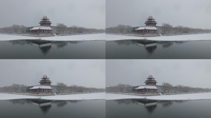 雪中的北京故宫角楼