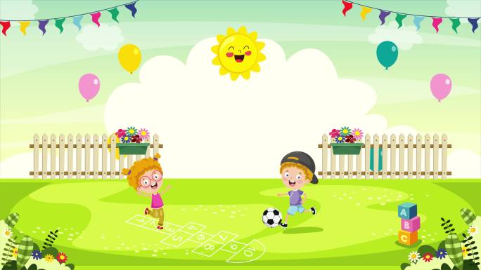 校园动画背景二维MG六一儿童节舞台