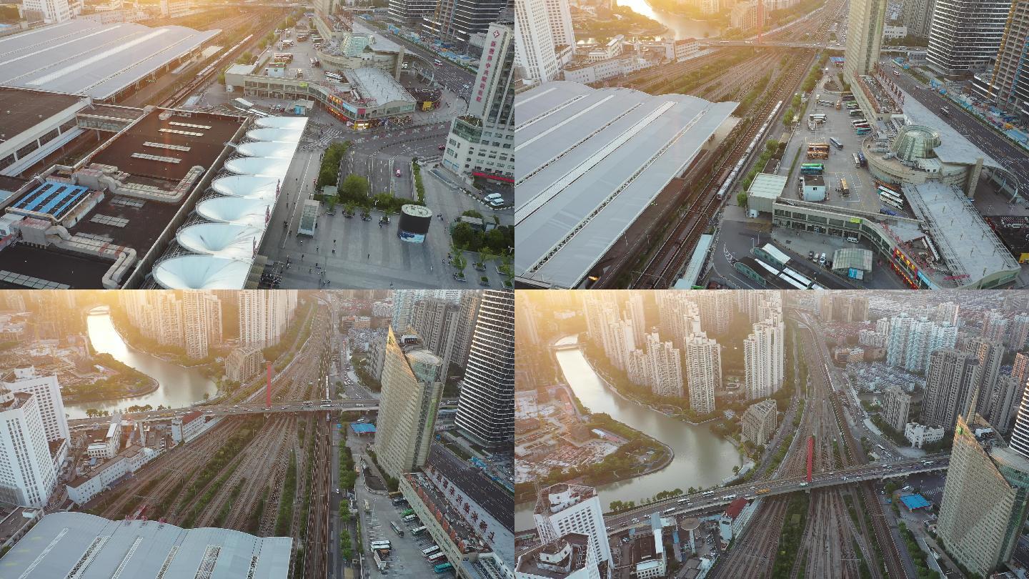 4K原素材-上海火车站北广场、恒丰路桥