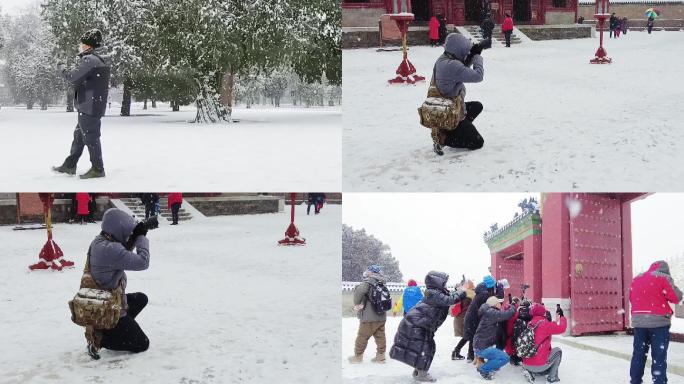 公园拍摄雪景