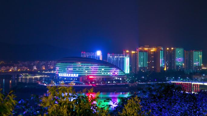 绵阳桃花岛夜景延时拍摄