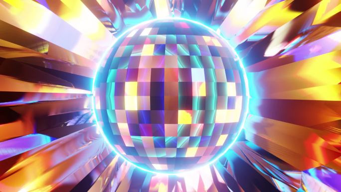 一个闪闪发光的迪斯科球旋转的循环动画