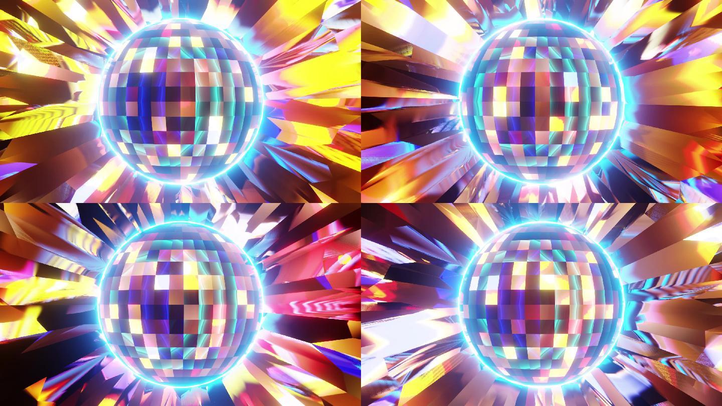 一个闪闪发光的迪斯科球旋转的循环动画