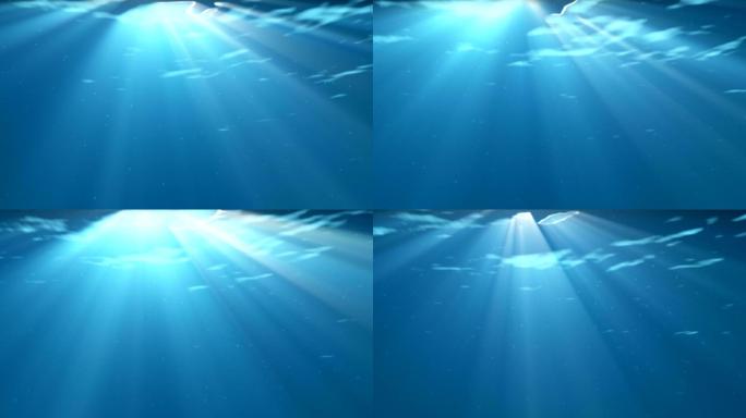 真实的水下场景海底世界海底丁达尔光