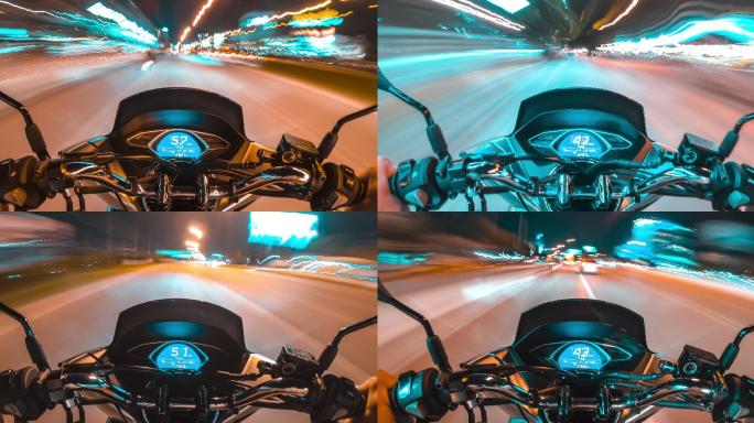 夜间摩托车公路旅行