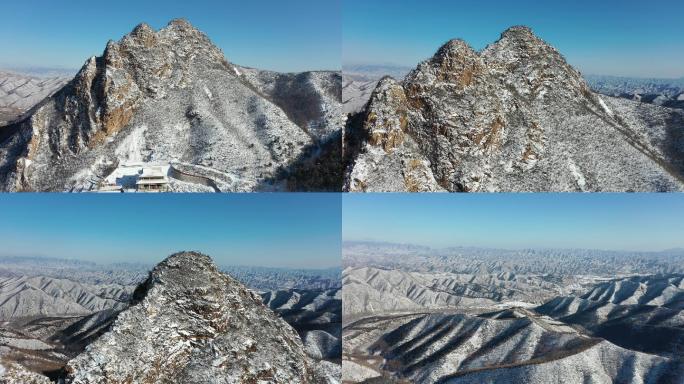 {4K}航拍雪中深山寺庙