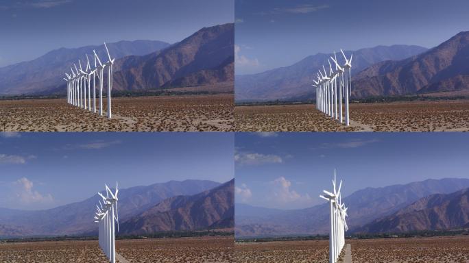 圣戈尔戈尼奥山口风电场的一排涡轮机