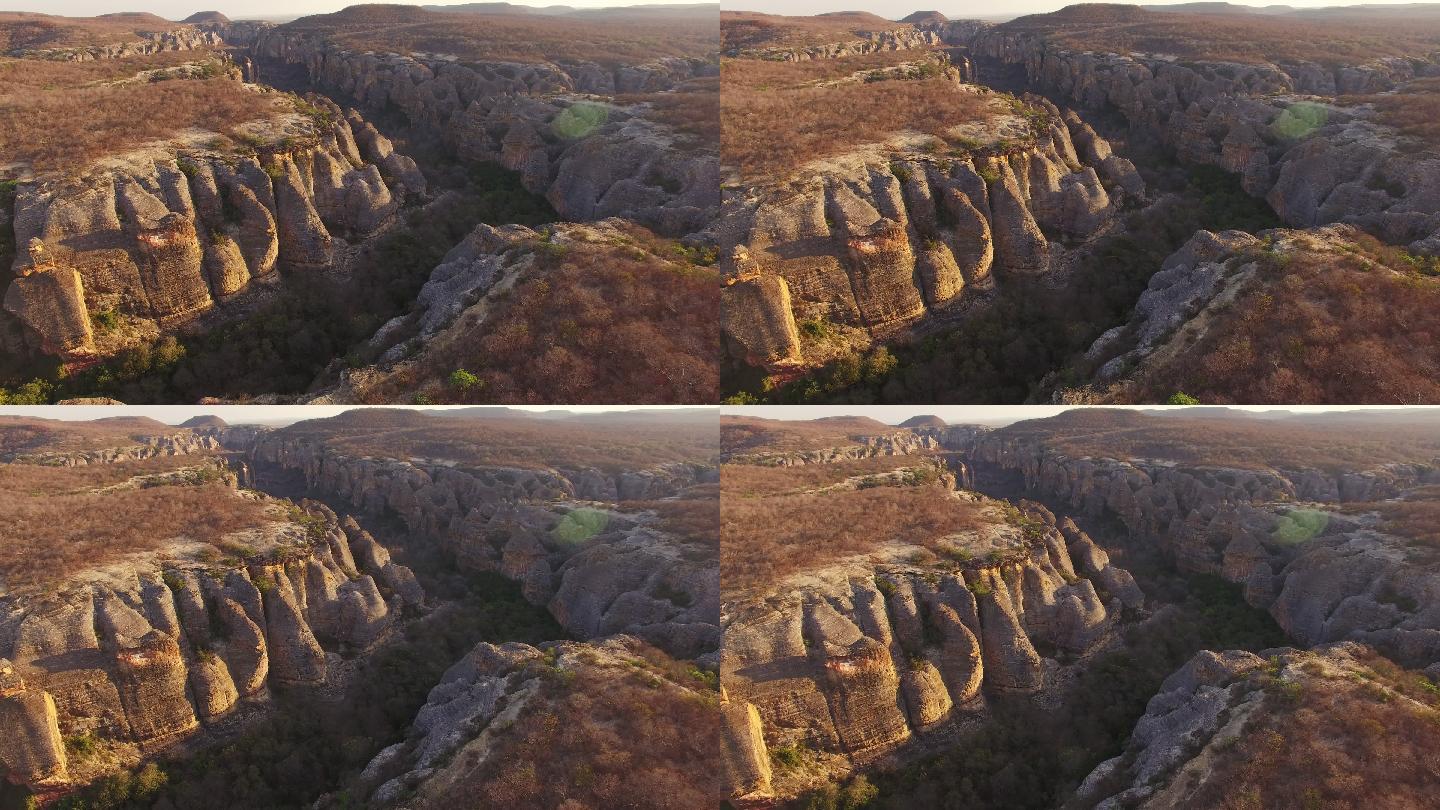 巴西利亚的岩层峡谷航拍鸟瞰全景地貌山貌