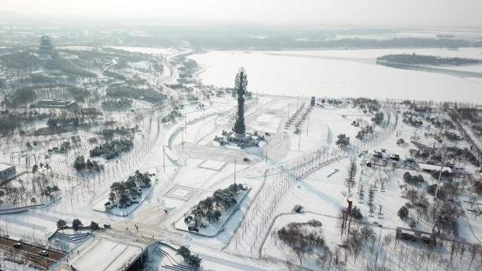 唐山南湖冬季雪景丹凤朝阳