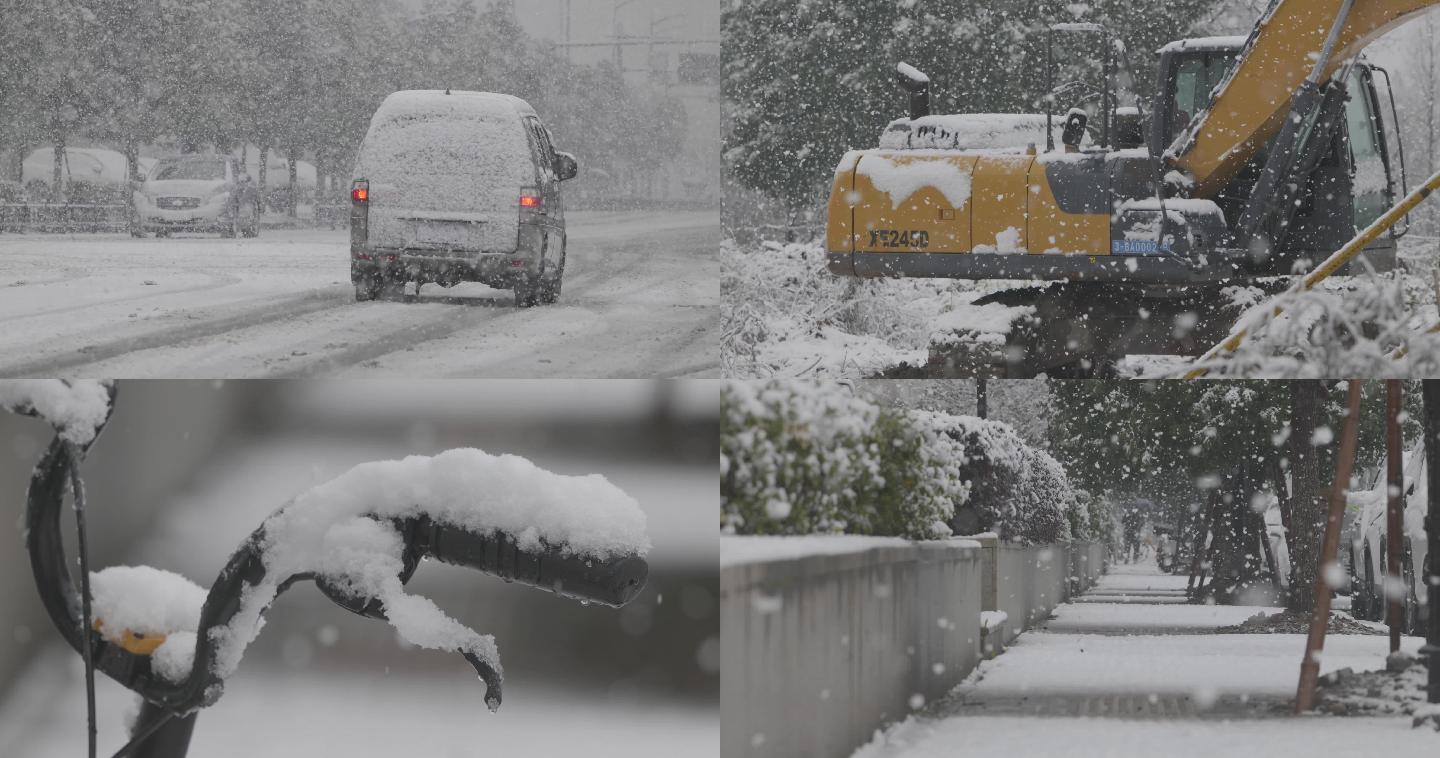 4K 唯美城市雪景 大雪中的城市