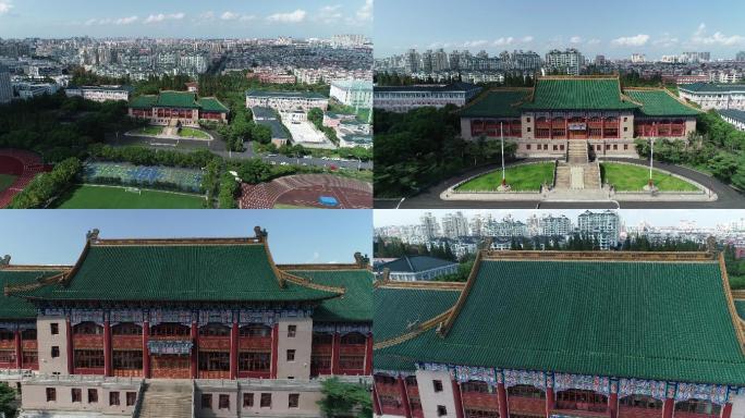 上海体育学院绿瓦大楼 4K航拍原始素材