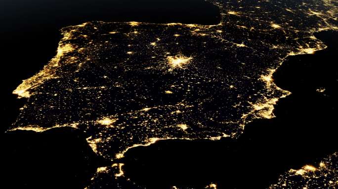 夜间从太空看地球城市生活地图行星地球