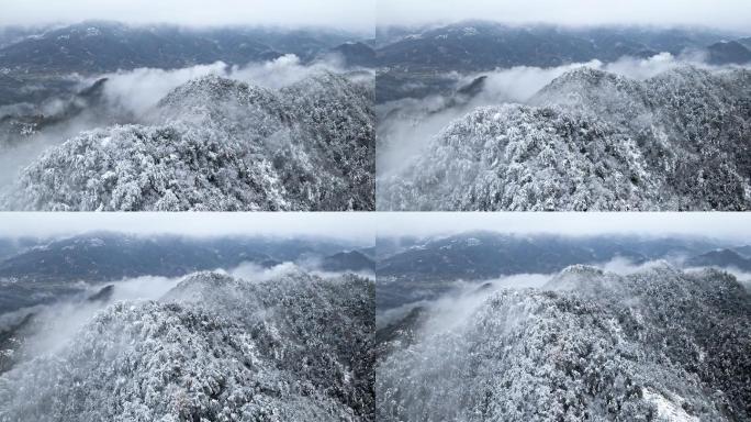 航拍山峰雪景