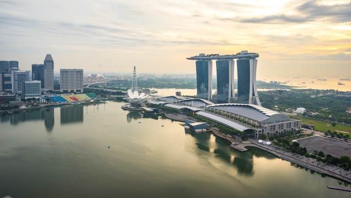 新加坡市滨海湾延时摄影