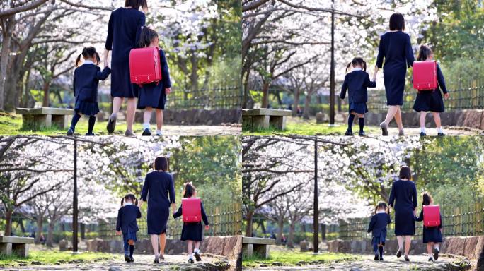 日本家庭走向小学入学典礼
