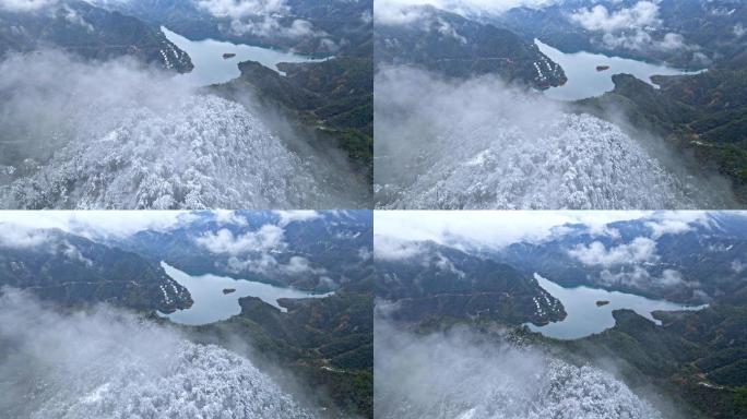 航拍山峰雪景