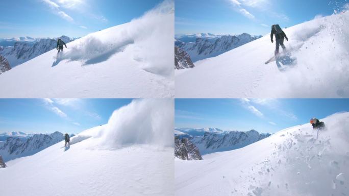 年轻的滑雪运动员在雪地滑雪