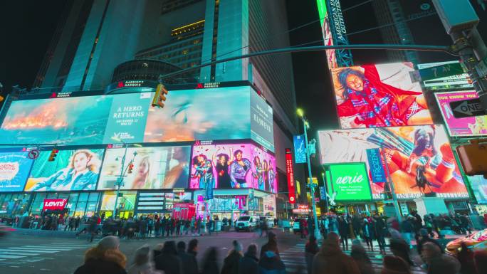 美国纽约大屏幕LED屏商业街