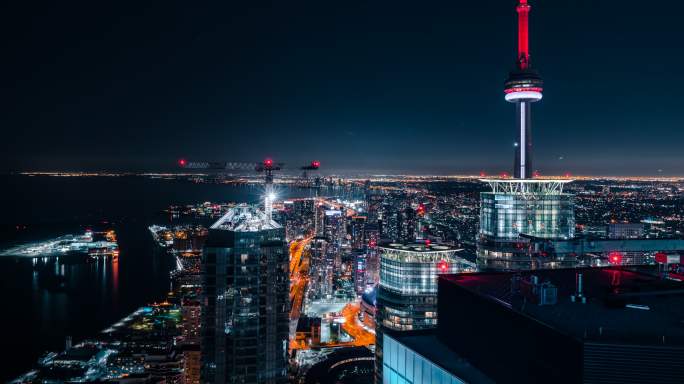 多伦多夜晚的城市景观