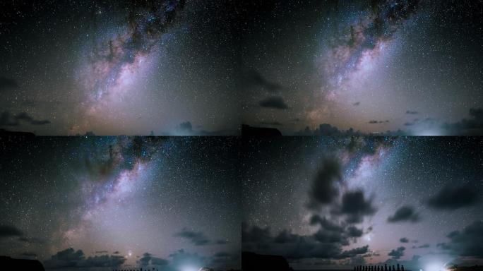 美丽的夜空移动延时摄影银河风云变幻