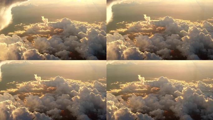 从飞机上看云层。日出日落黎明夕阳朝霞晚霞