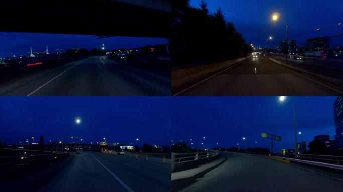 夜晚驾驶汽车夜景视频素材行驶车灯汽车灯光