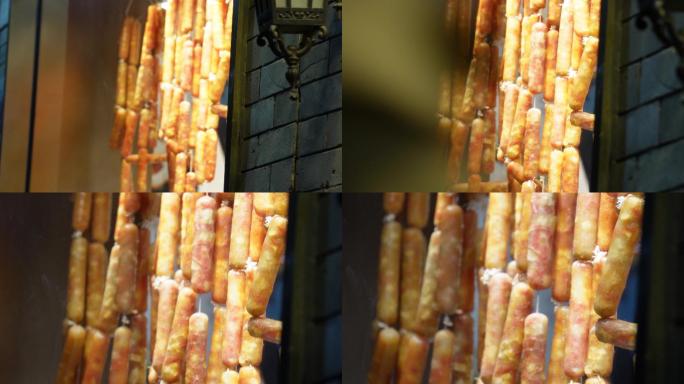 橱窗里悬挂的烤肠香肠 (4)