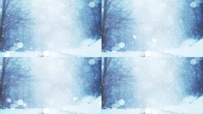 雪地背景卡通唯美圣诞节平安夜冰天雪地