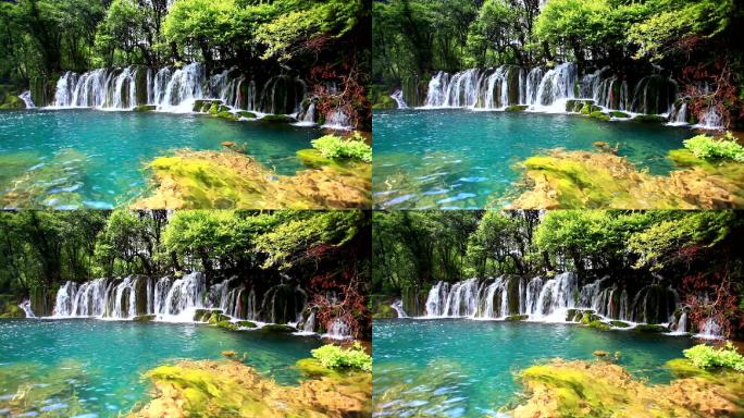 九寨沟瀑布瀑布河流旅游景区世界著名景点