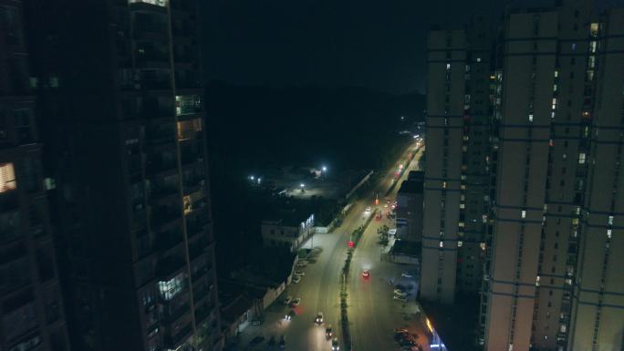 城市夜景道路航拍