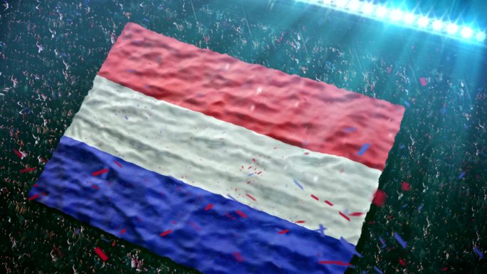 体育场上悬挂着荷兰国旗
