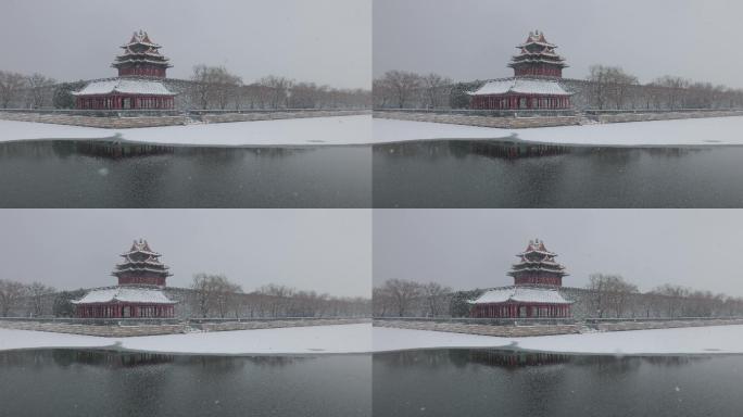 雪中的北京故宫角楼 8K