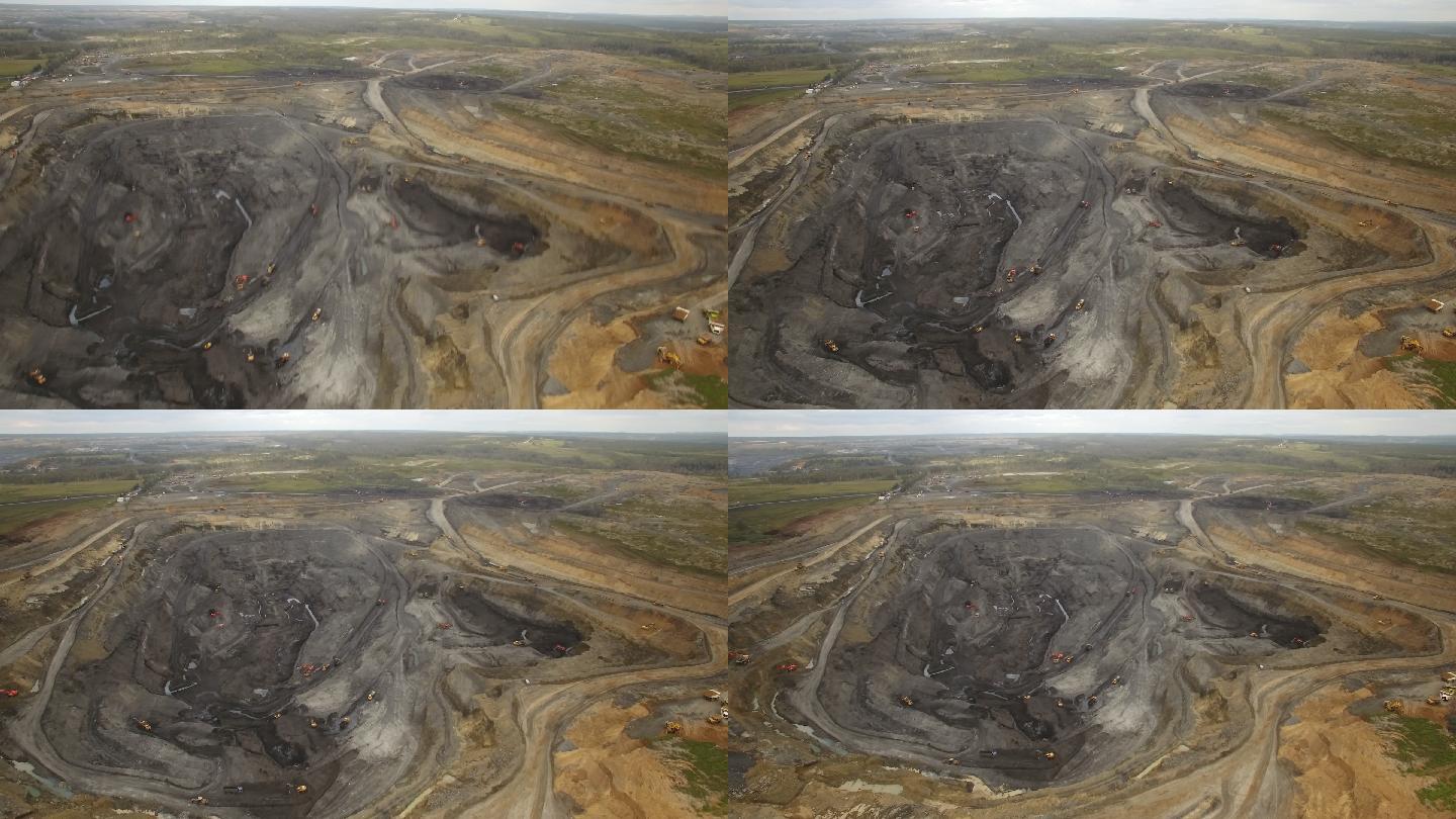 采石场采煤。露天矿藏生态环境破坏航拍鸟瞰