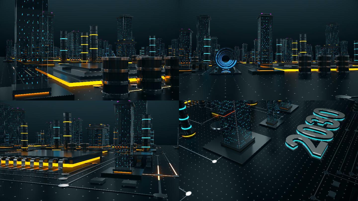 概念2030的抽象数字城市街道