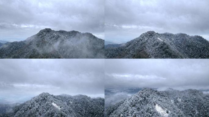 航拍山峰雪景