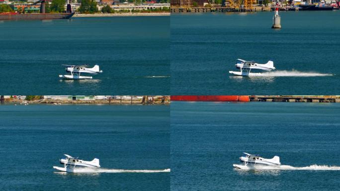 水上飞机长焦镜头海上娱乐项目水上滑行