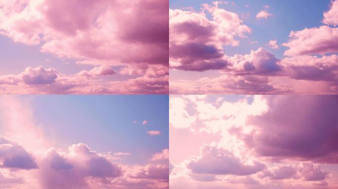 绯红色的云彩和蓝色的天空