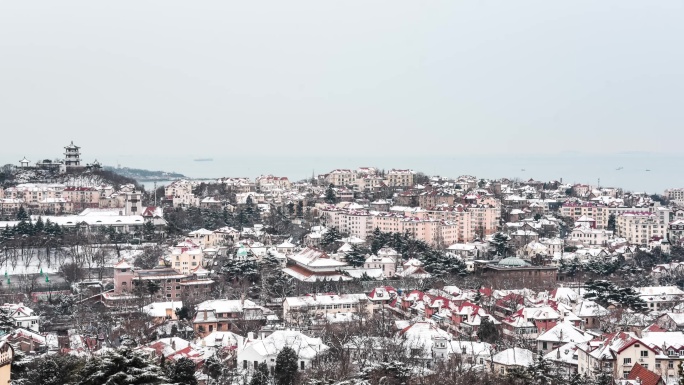 青岛雪景延时4K