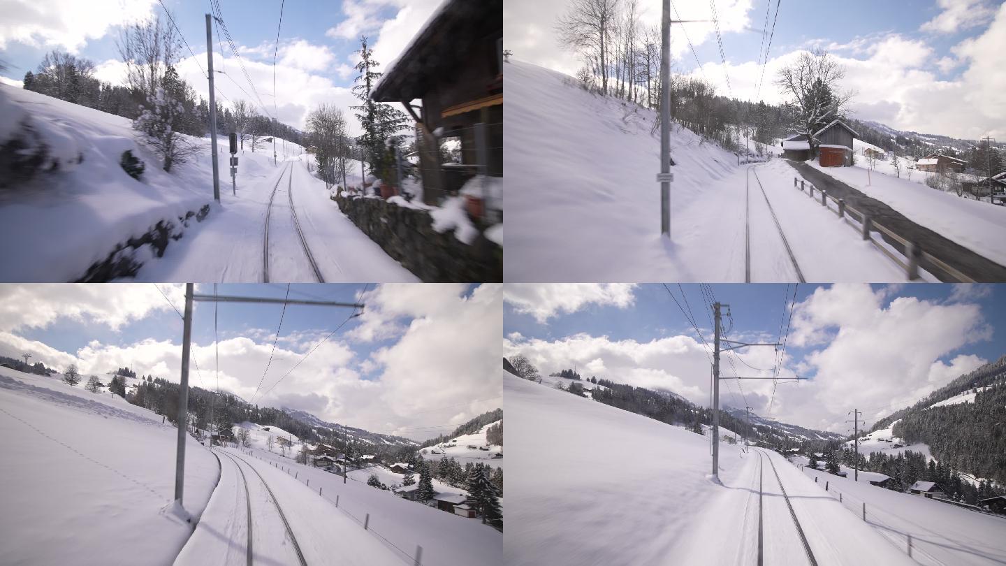 瑞士的冬天冬季雪花下雪雾凇风景