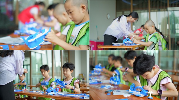 儿童小学生少年宫做手工课外生活