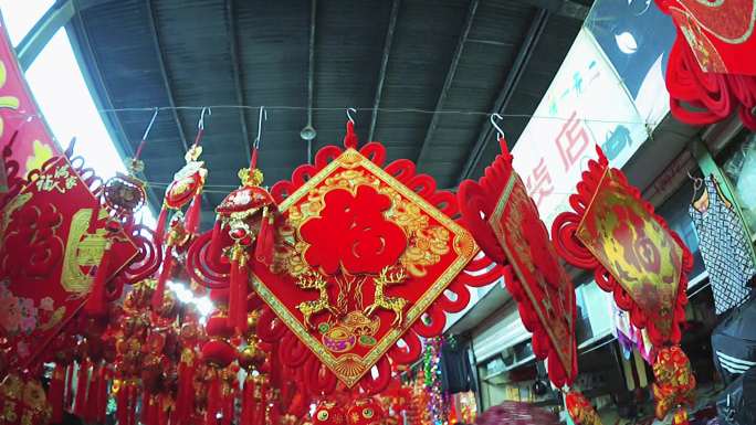 春节年味，花灯彩灯市场（高清鱼眼视频）