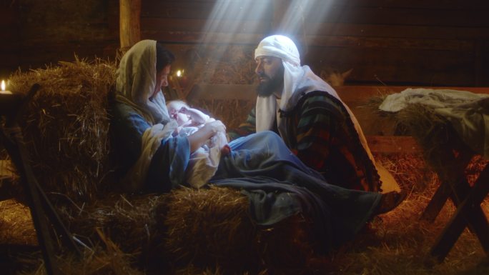 耶稣的诞生圣光神明降临诞下婴儿宝宝