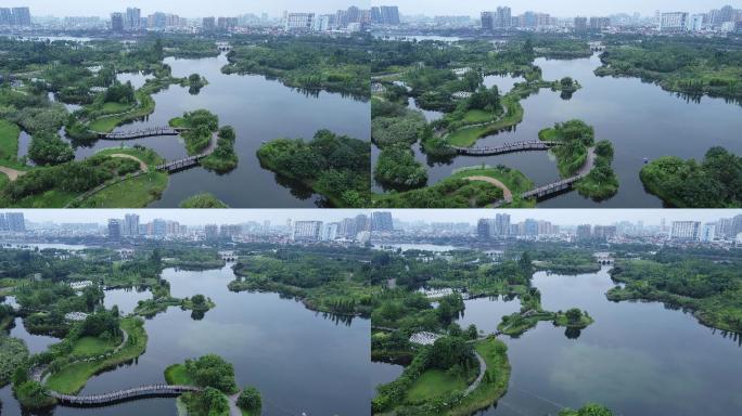 航拍-四川省眉山市东坡城市湿地公园4K