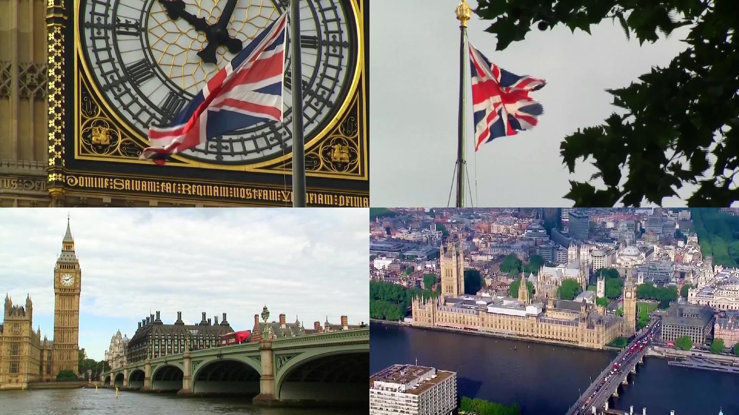 伦敦地标建筑大本钟与伦敦眼