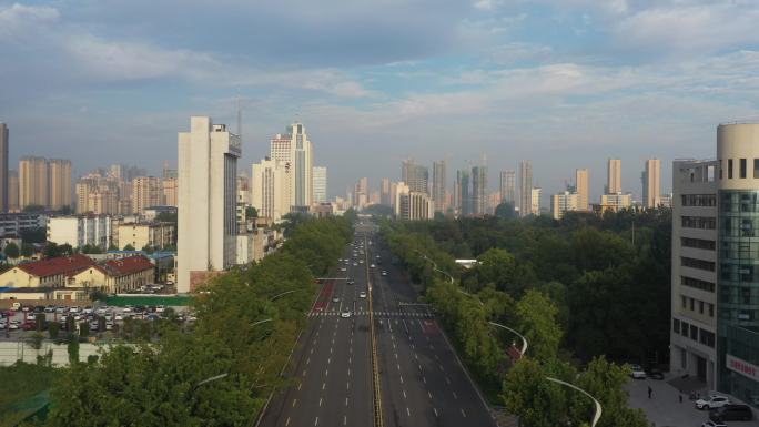 菏泽城市上空航拍